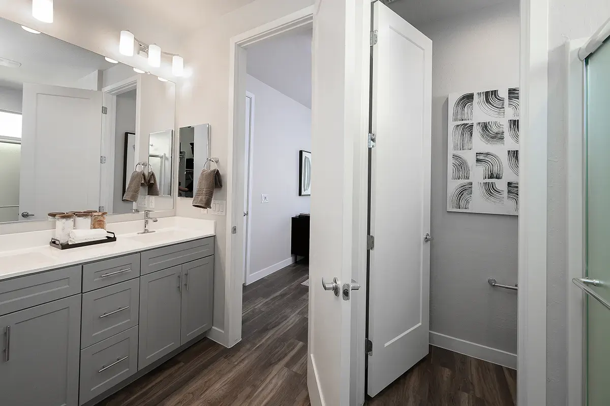 Apartment bathroom — representative home at Village at Camelback Park.