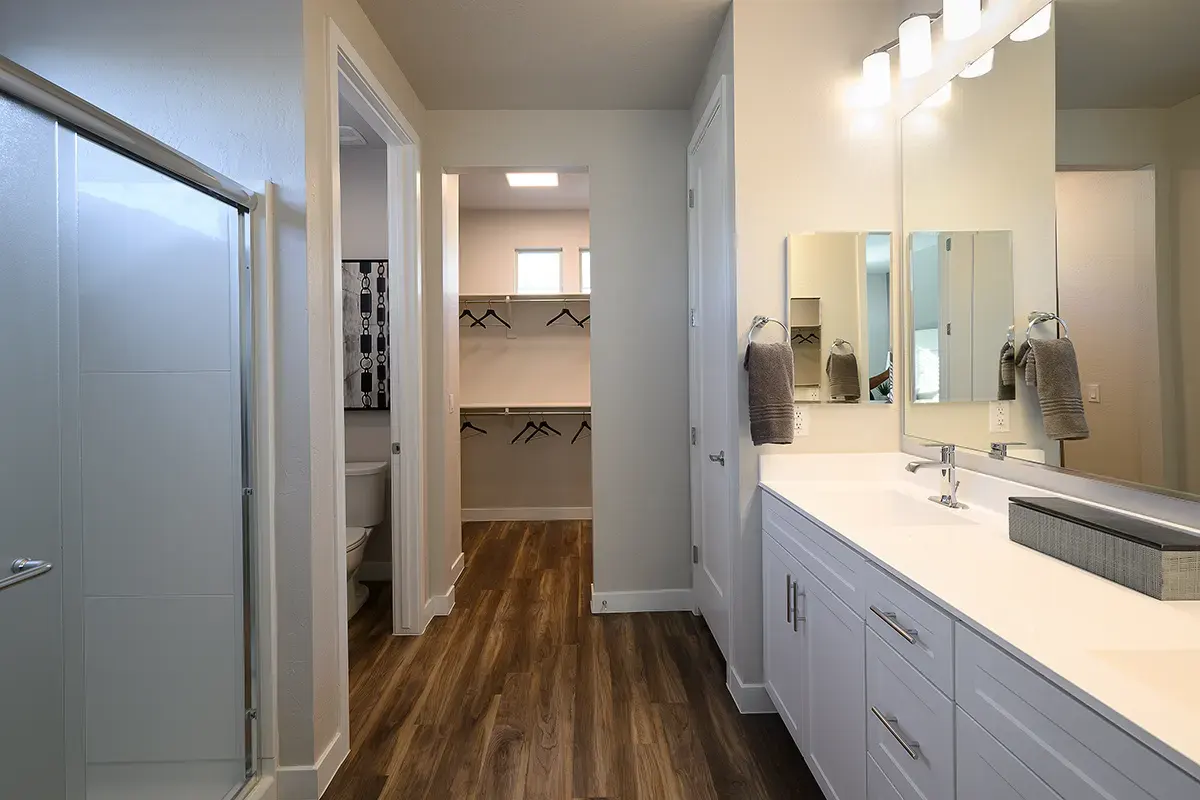 Apartment bathroom — representative home at Village at Camelback Park.